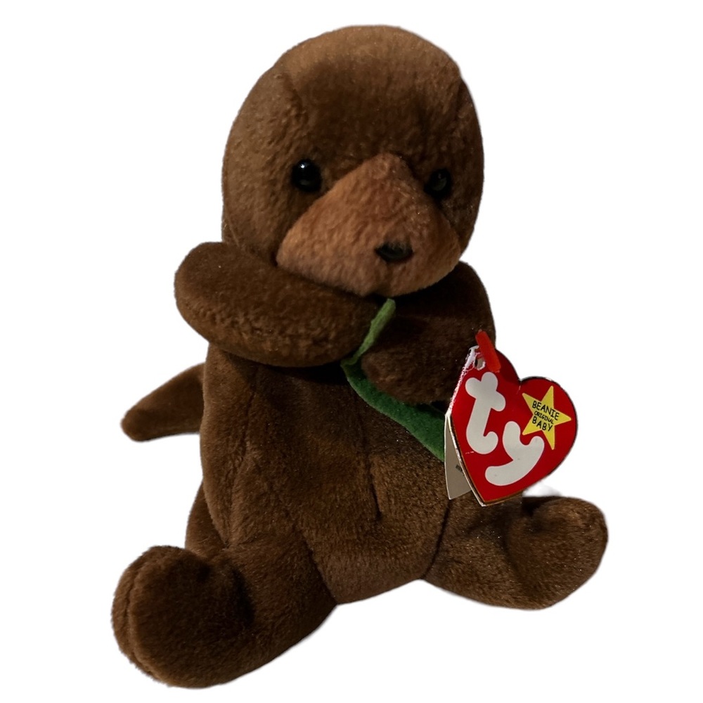 RARE Seaweed Otter Beanie Baby with Tag Error